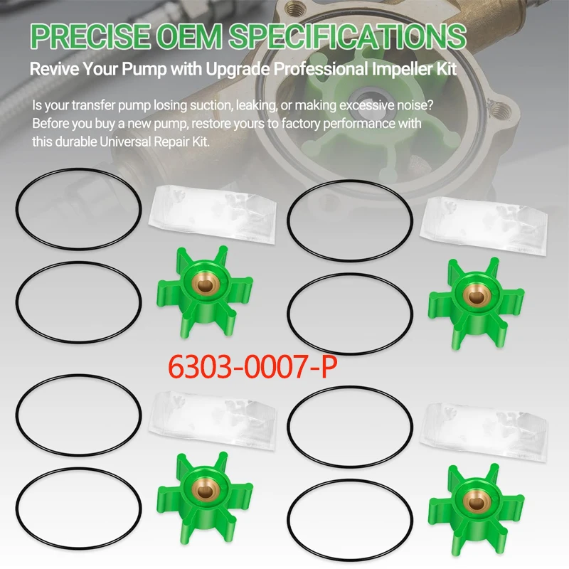 Ballast Pump Impeller Kit with O-Ring 6303-0007-P Fit For Jabsco 18220 Series, Johnson Ultra, Wakeboard & Ski Boat Pumps