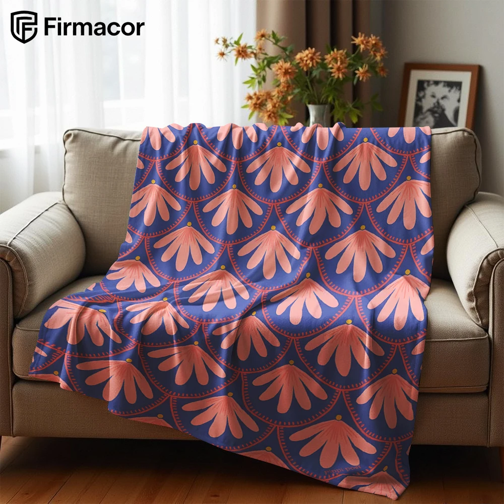 Lilac Base Pink Fan Geometric Floral Anime Cartoon Flannel Blanket Soft Warm Throw for Bedroom Sofa Car Kids Holiday Gift