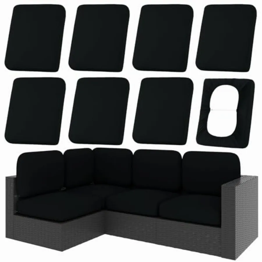 Patio Cushion Covers Stretch Outdoor Couch Cushion Covers Replacement Washable Outdoor Chair/Sofa Slipcovers for Patio Furnitur