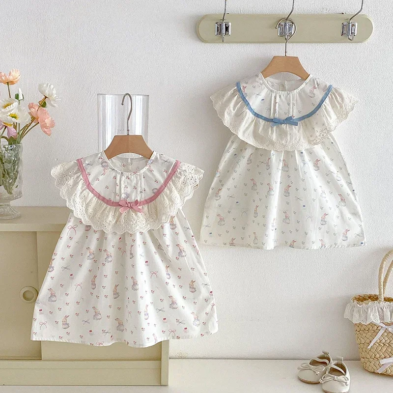 2026 New Summer Children Clothes Sister Clothing Kids Princess Dresses Sleeveless Cotton Print 1-6Yrs Baby Girl Party Dress