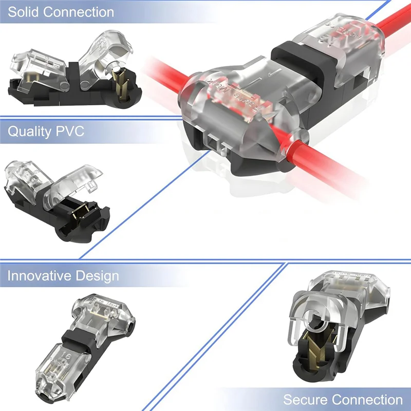 ABKO-16-20 AWG, 3 웨이, 1 핀, 10Pcs 솔더리스 간편한 설치용 저전압 T 탭 와이어 스플라이스 커넥터