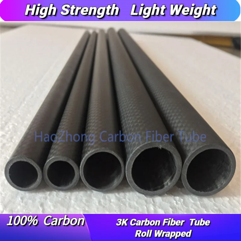 2.0mm Wall 3K Carbon Fiber Tube 8 10 12 14 16 18 20 22 24 25 26 30 38 40 45 48 50 60 64 80 84 90 94 100 104 114 mm x L500mm
