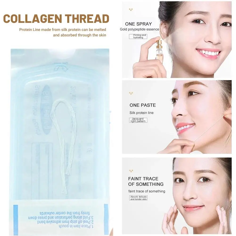 12-120Pcs No Needle Gold Protein Line Absorbable Anti-wrinkle Facial Filler Lift Firming Collagen Thread Anti-Aging For Face