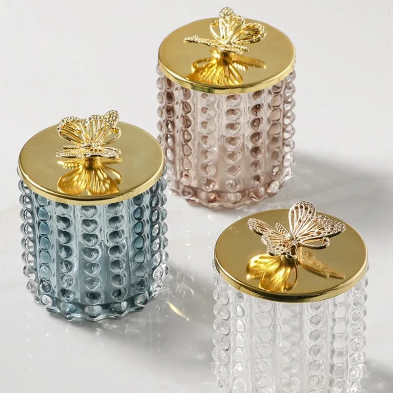 1pc Light Luxury Glass Cotton Swab Box High-end Dust Proof Toothpick Holder Organizer Household Living Room Desktop Storage