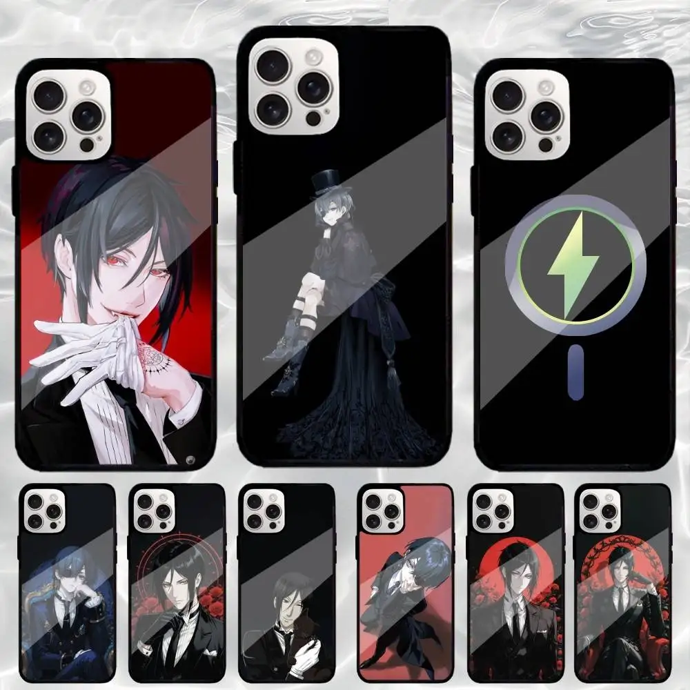 

B-Black Sebastian Ciel B-Butler Phone Case For iPhone17,16,15,14,13,12,11 Plus,Pro Max Magnetic For Magsafe Wireless Charging