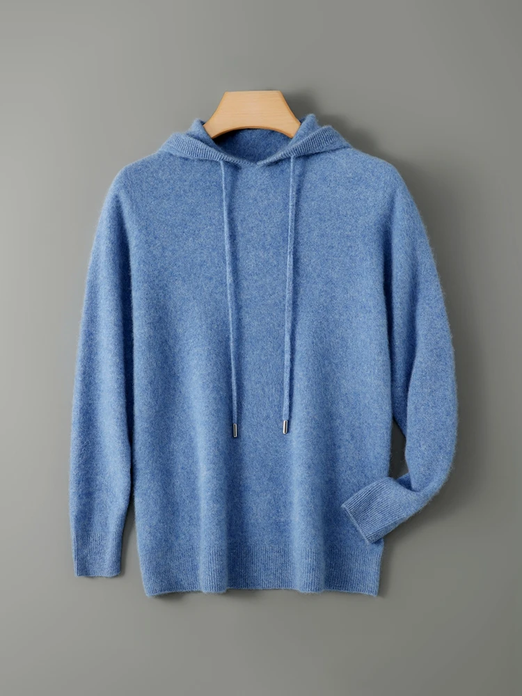 

TLOML Новый мужской трикотаж из 100% мериносовой шерсти, пуловер с капюшоном, осень-зима, мягкий теплый кашемировый свитер, повседневные свободные стильные удобные топы