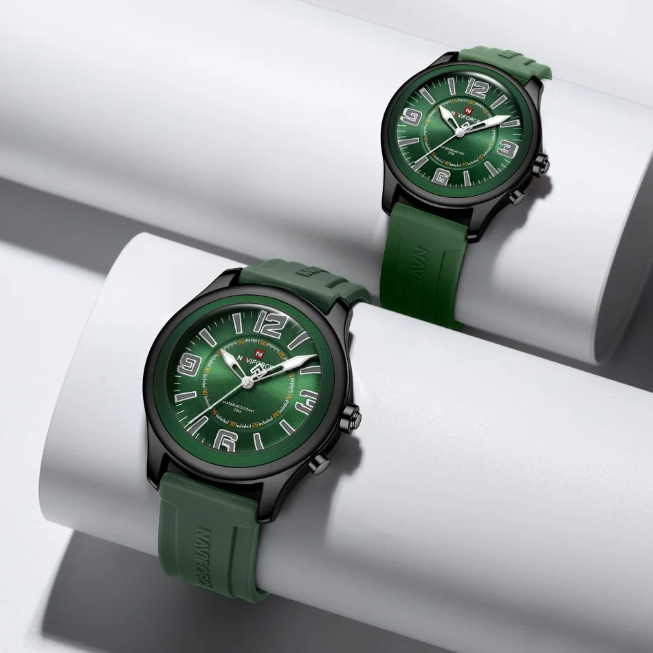 

NAVIFORCE NF9256 модный силиконовый ремешок с фазой газа, часы для пар, кварцевый ночник, дисплей для влюбленных, водонепроницаемые, повседневные, классические