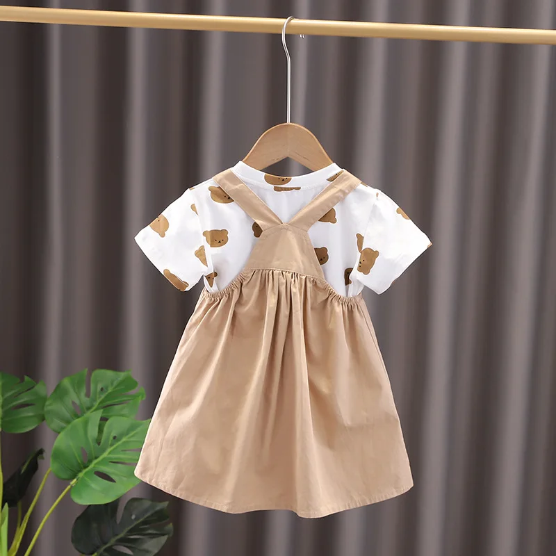 New Summer Baby Girls Clothes Suit Children Boys Cartoon T-Shirt Strap Shorts 2Pcs/Sets Toddler Casual Costume Kids Tracksuits