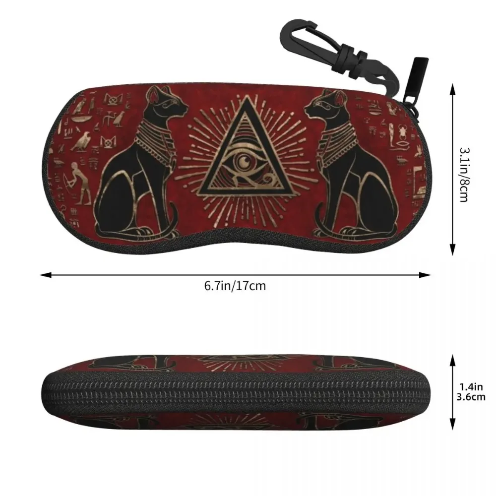 Custom Ancient Egypt Eye Of Horus Eyeglass Glasses Case Men Women Soft Egyptian Bastet Cat Sunglasses Protective Box