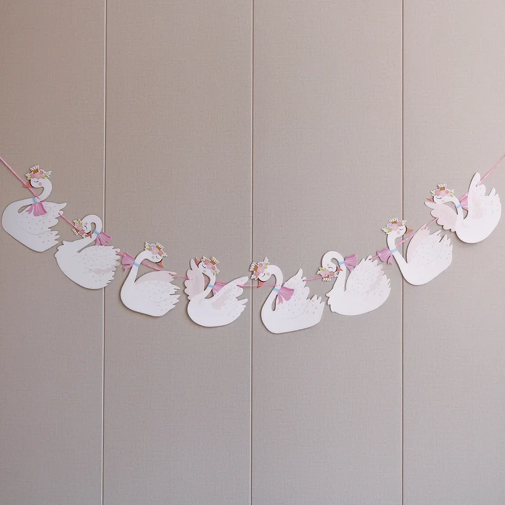 1pc Creative Swan Banner Birthday Party Decorations For Girl Wedding Party Baby Shower Decoration Cartoon Swan Banner