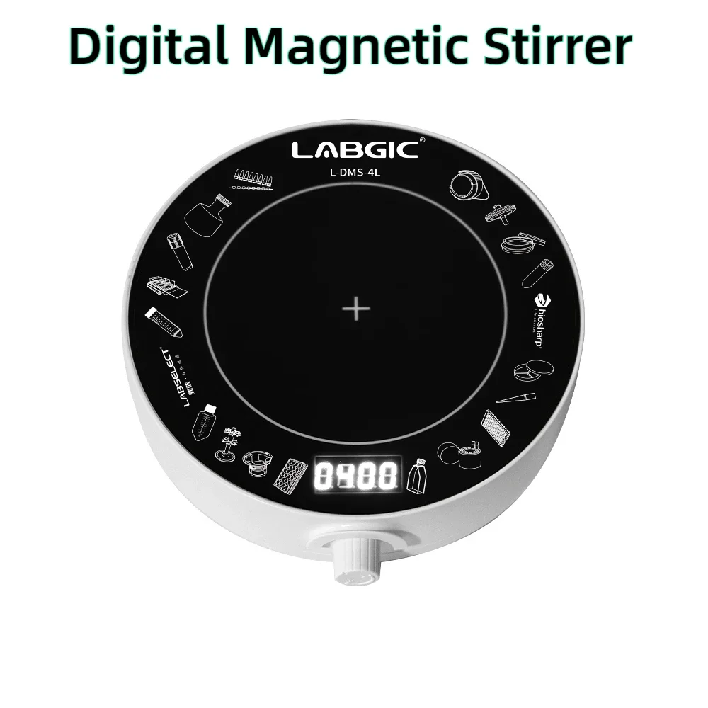 

Цифровая магнитная мешалка LABGIC L-DMS-4L, лабораторное оборудование, магнитный миксер, вортексный смеситель, 400~2000 об/мин