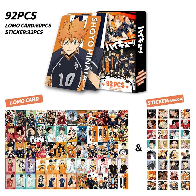 92Pcs Double Sided Volleyball Sports Lomo Cards HD Collectible Photocards Stickers Bookmarks Greeting Cards