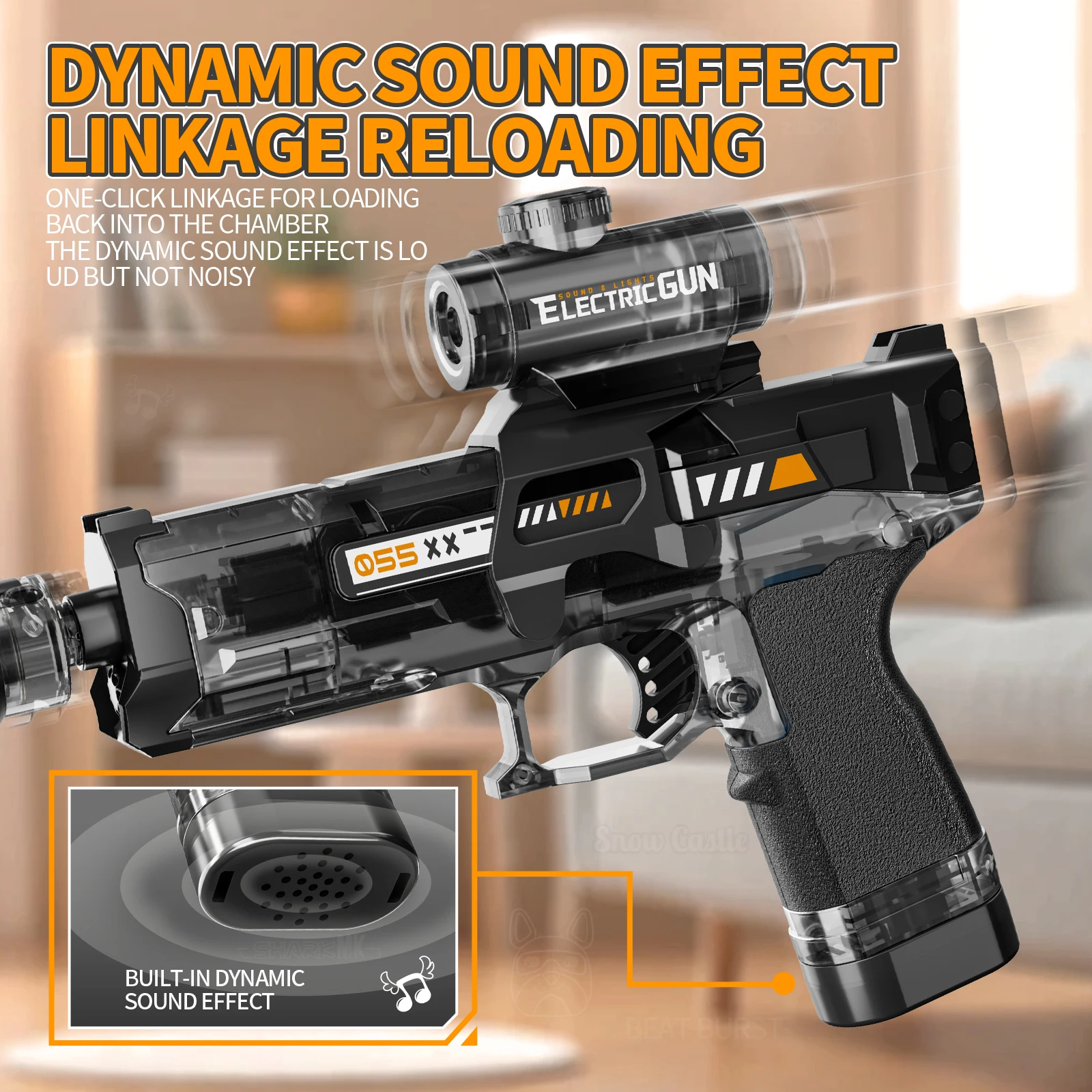 2025 어린이 인기 전동 스프레이 & 물총 소리와 빛 효과가 있는 장난감 야외 활동용 스프레이 진동 총 장난감