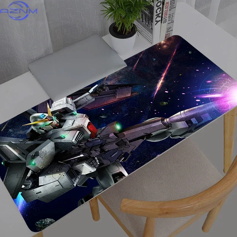 Gundam Anime Mouse Pad, Rubber Non Slip Gaming Desk Mat, Blue White Mecha Battle Scene HD Print Mouse Pad, Smooth Surface for Ga