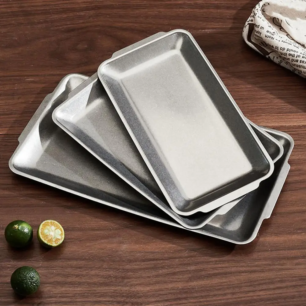 Stainless Steel Bbq Plate Stainless Steel Serving Platter with Handles Rectangular Camping Tray for Bbq Party Buffet Decorative