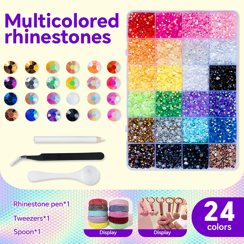 Kit de strass en résine Jelly AB 24 couleurs 3mm/4mm/5mm à dos plat, paillettes, pour décoration artistique 3D DIY et fournitures d'artisanat