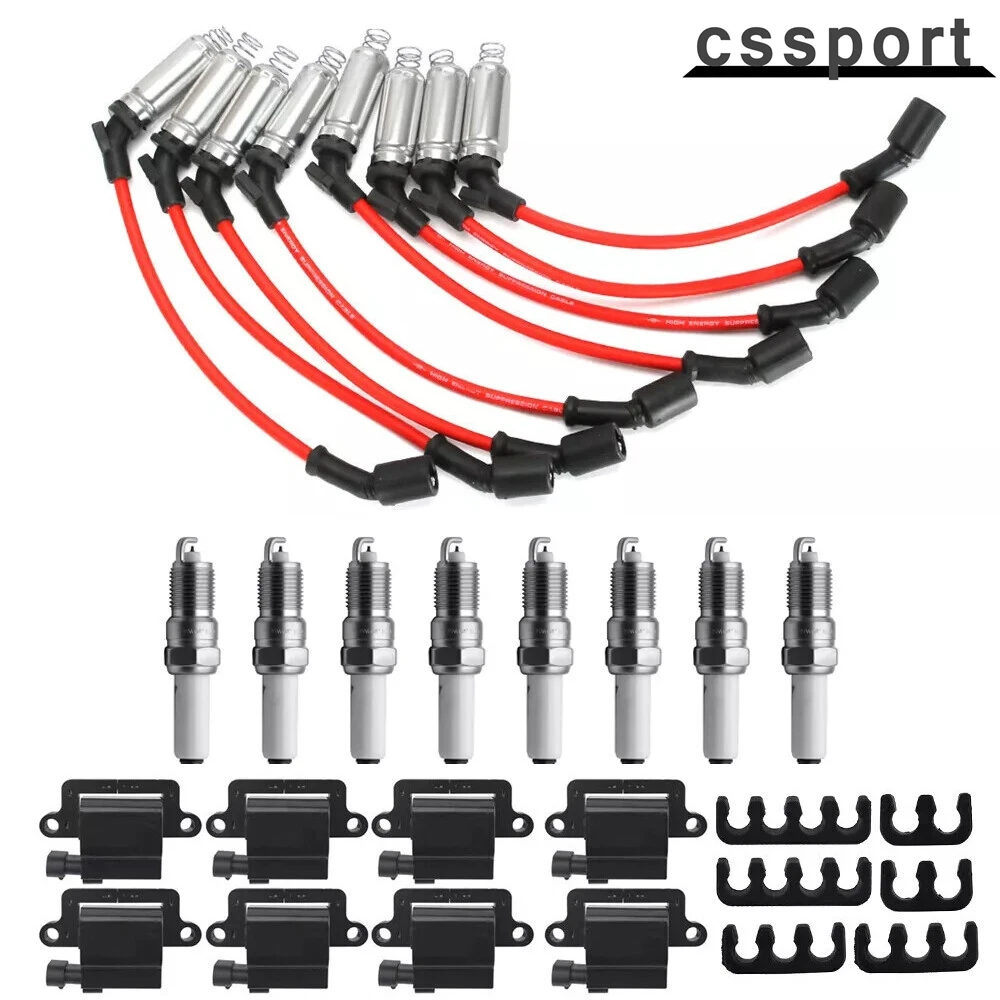 

8 Pack Square Ignition Coil & Spark Plug Wire For Chevy GMC 4.8L 5.3L 6.0L 8.1L