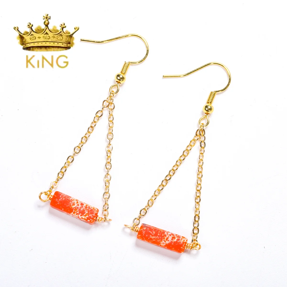 Vintage Small Fragrant Gold Dangle Earring Cube Sea Sediment Stone Earring Crystal Dangle Earrings, Metaphysical Jewelry . image 2
