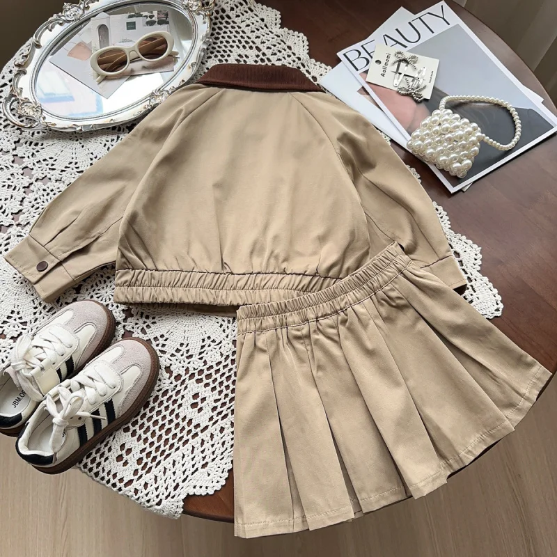 

New Girls' Outfit Spring and Autumn Children's Fashionable Casual College Style Jacket and Skirt