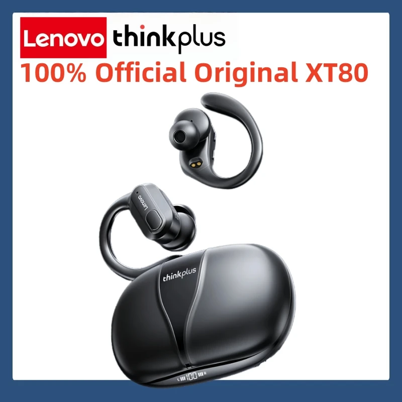 100% Lenovo oficial Thinkplus XT80 auriculares inalámbricos estéreo HiFi 100h batería de larga duración Bluetooth 5,3 auriculares para juegos