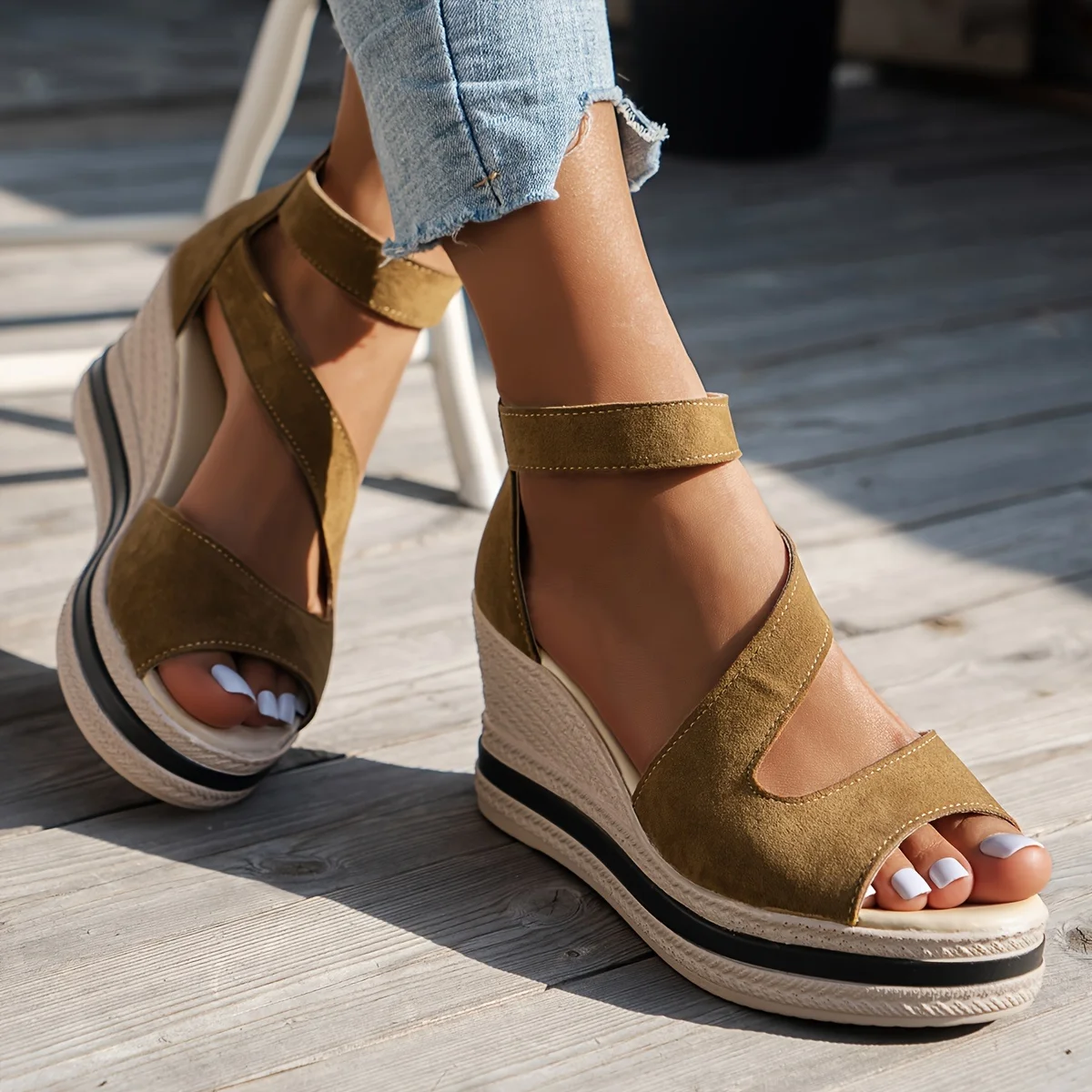 Fashion Platform Wedge Sandals Women Summer 2024 Peep Toe Chunky Gladiator Shoes Woman Plus Size 43 Thick Sole Sandalias Mujer