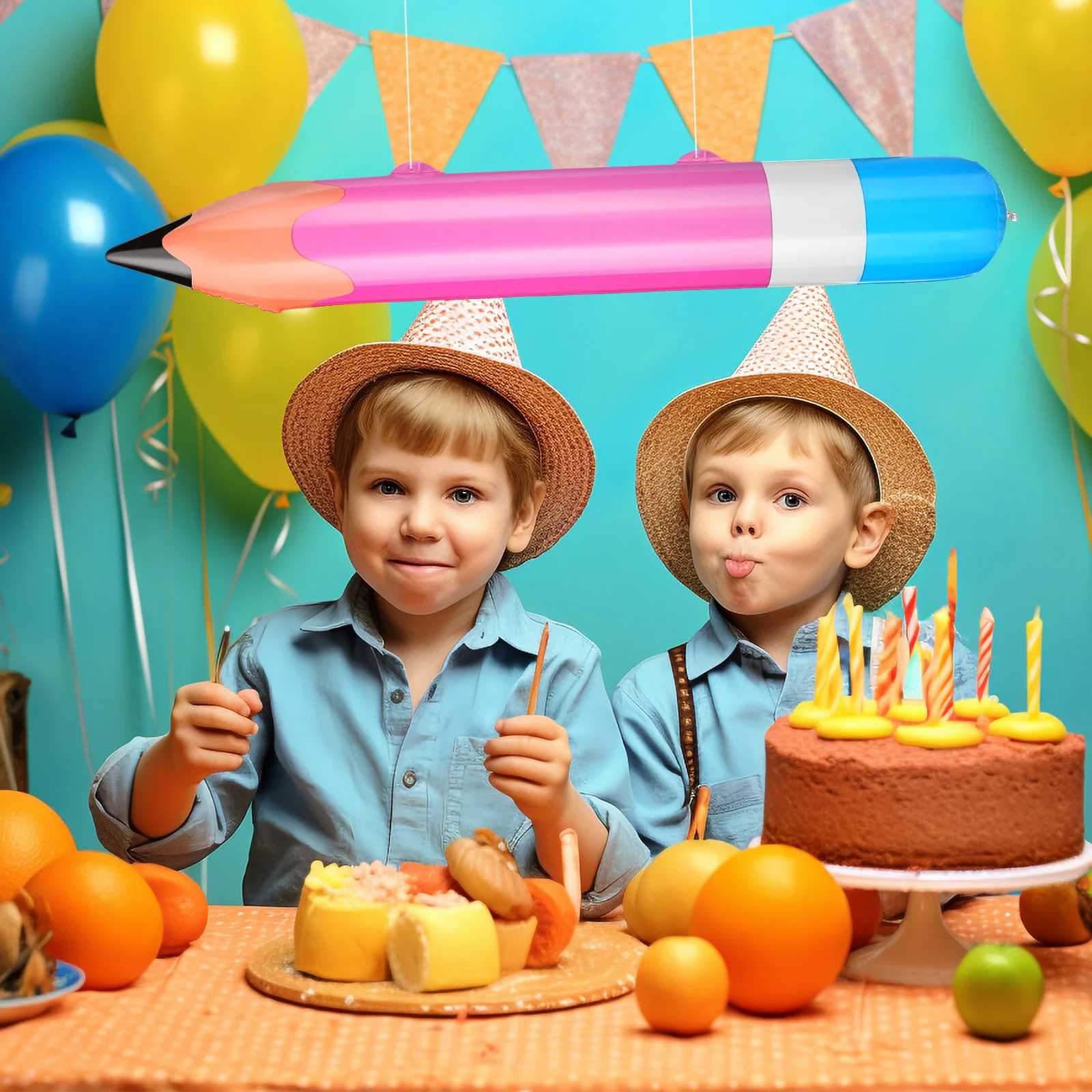 

4Pcs Big Inflatable Crayon Multi- Decoration School Themed Birthday Favor Inflatable Decor for Classrooms