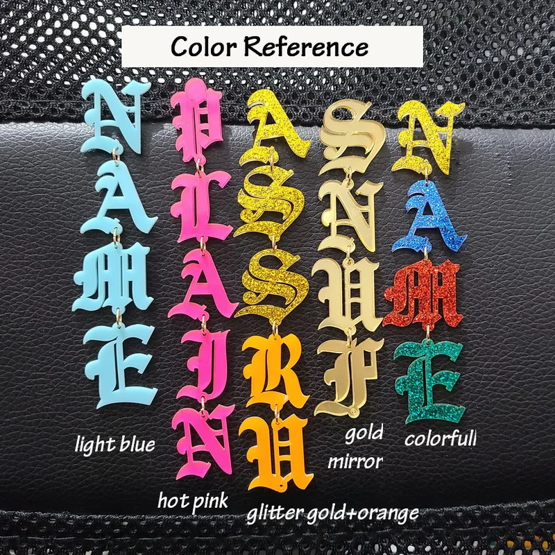 Lateefah Hot Selling Name Custom Hip Hop Old English Letter Earrings Pendant серьги женские