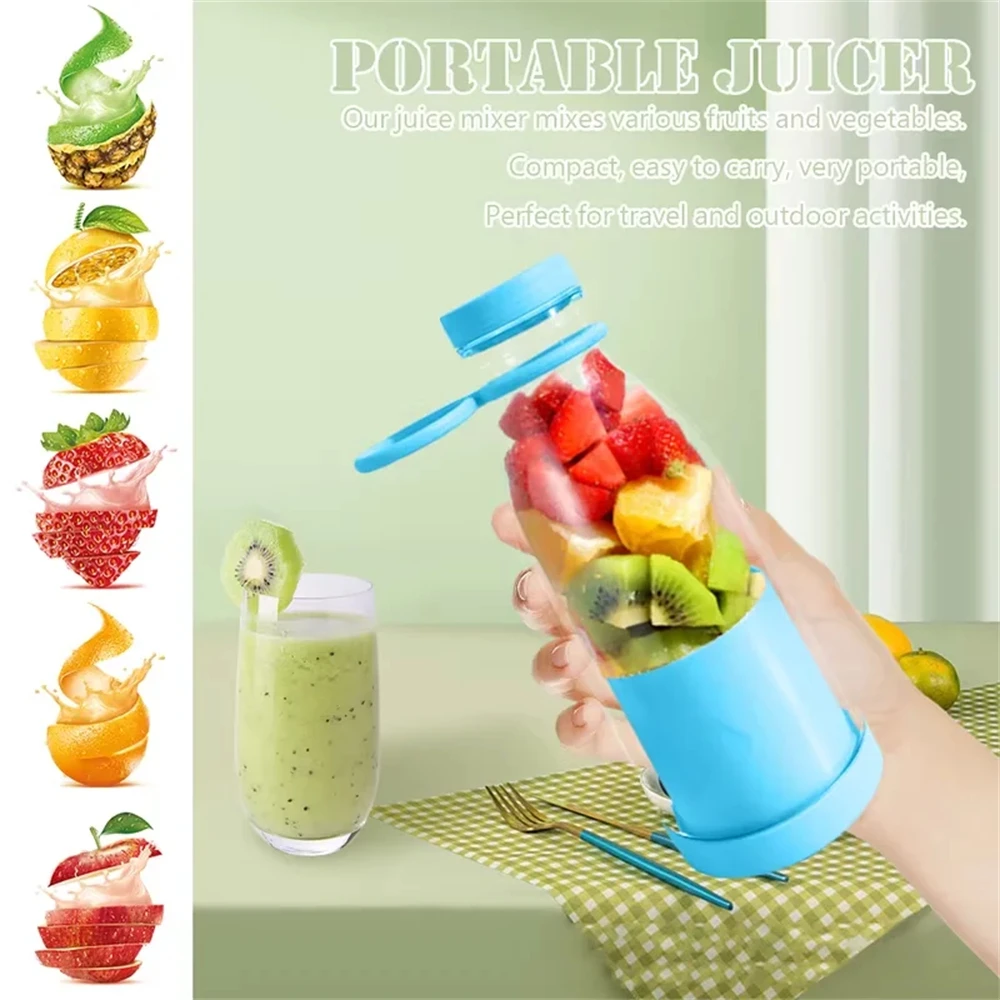 420ML Electric Juicer Mini Fruit Mixers 6 Blades Charging Juicer Cup Household Juicer Blender Smoothie Orange Lemon Blender image 3