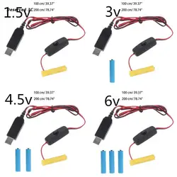 USB Power Supply Replace 1-4pcs AA/AAA Battery for Clock Toys Lights LED with Switch