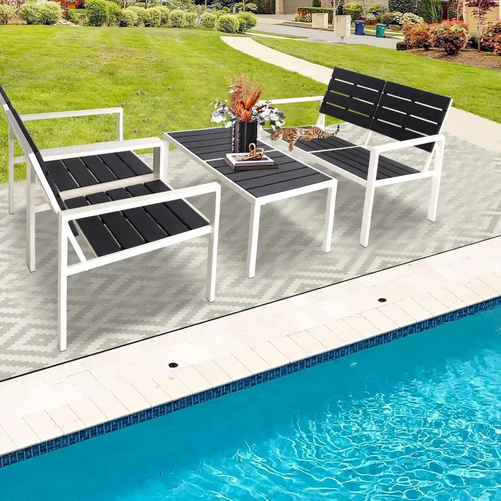 

4-Piece Patio Set: Outdoor Garden Conversation Furniture for Lawn, Balcony & Poolside with Coffee Table