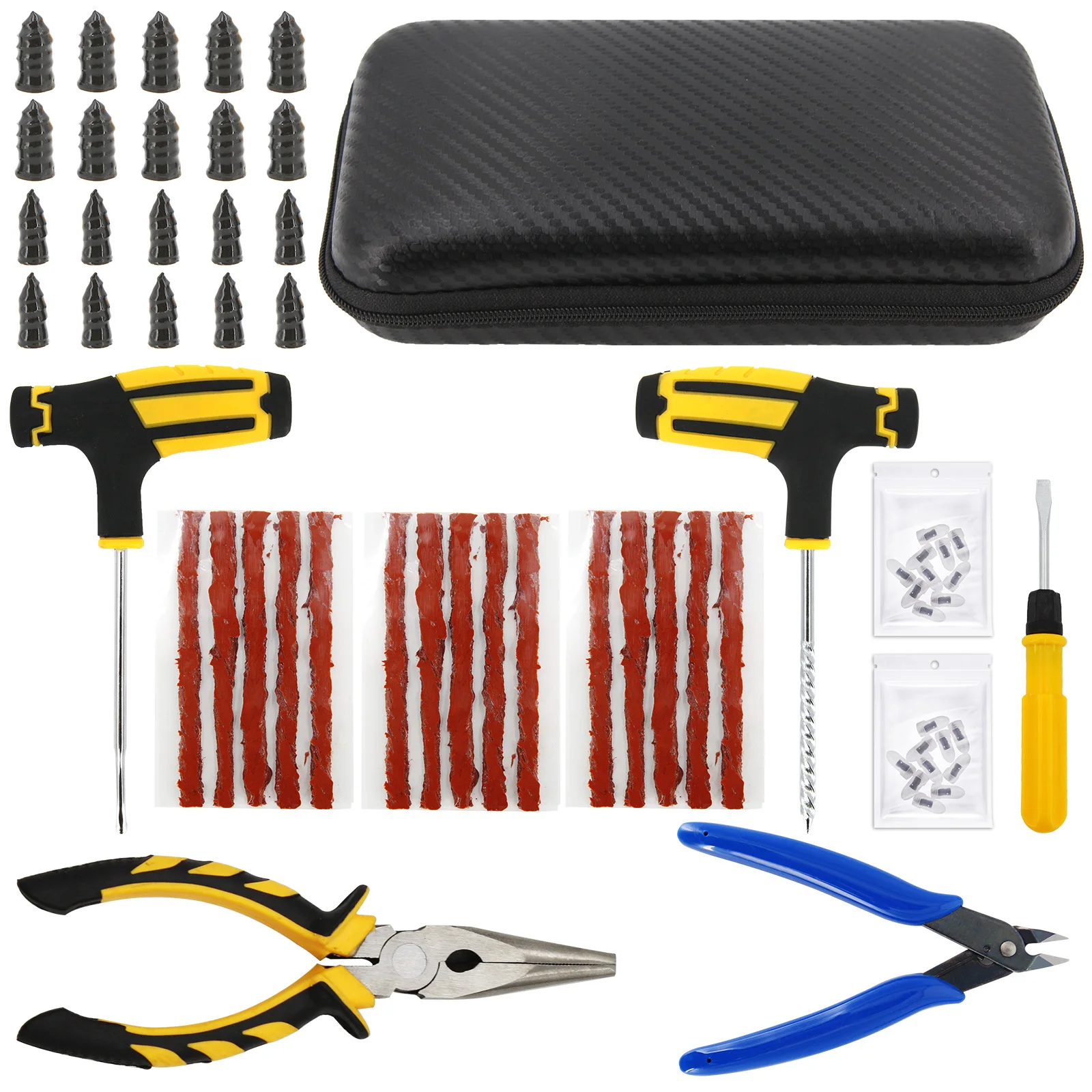 Car Tire Repair Tool Kit Studding Set Auto Bike Puncture Plug Garage Needle Nose Pliers Vacuum Film Nail Screws for Audi Bwm