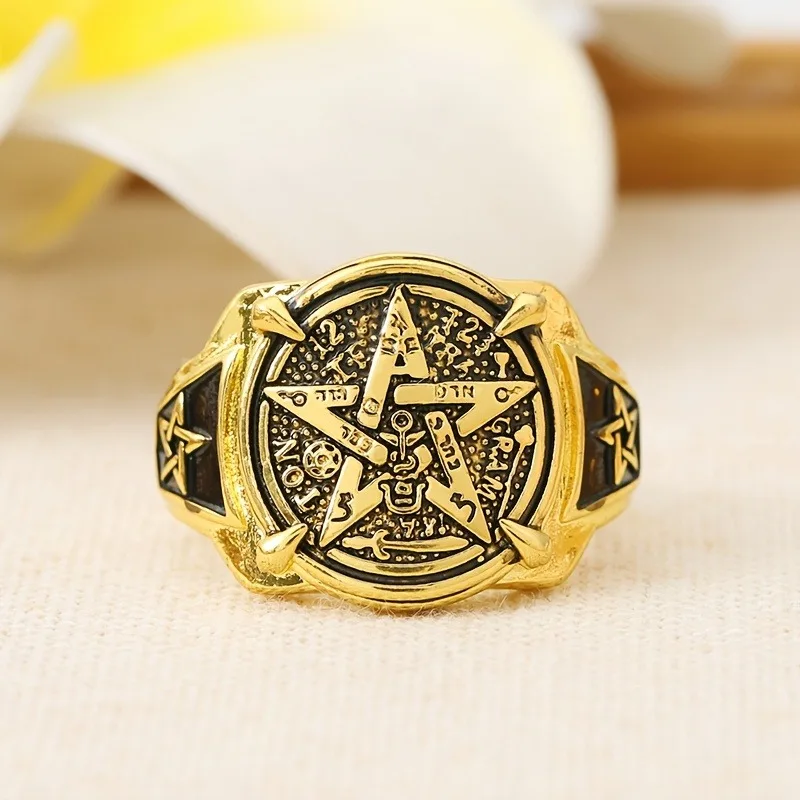 Cincin Pentagram Mesir Kuno & Simbol Ibrani Tunggal - Hari Valentine, Ramadhan, Tahun Baru Imlek - Hadiah Perhiasan Budaya Unik