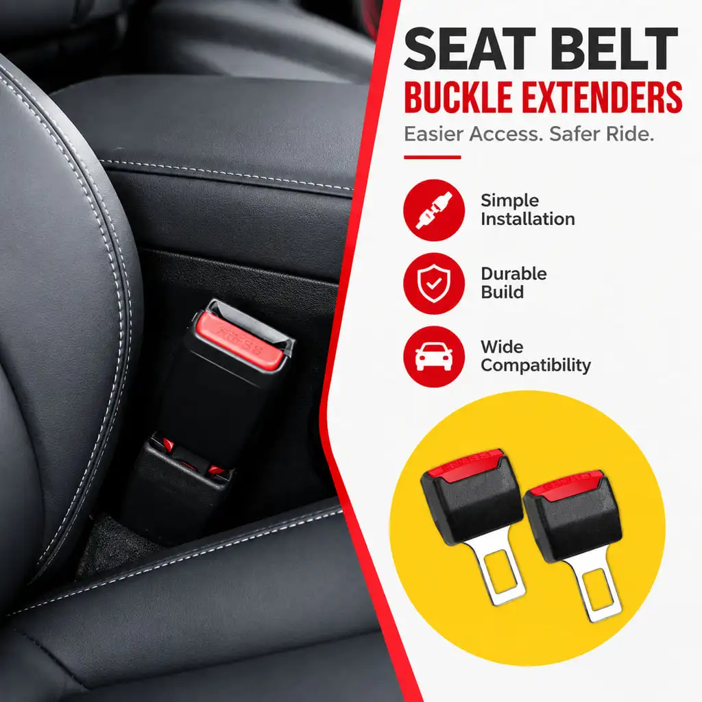 PINMOAP Car Seat Belt Extender Buckle Extension For Easier Access When Original Belt Socket Is Too Deep Or Short