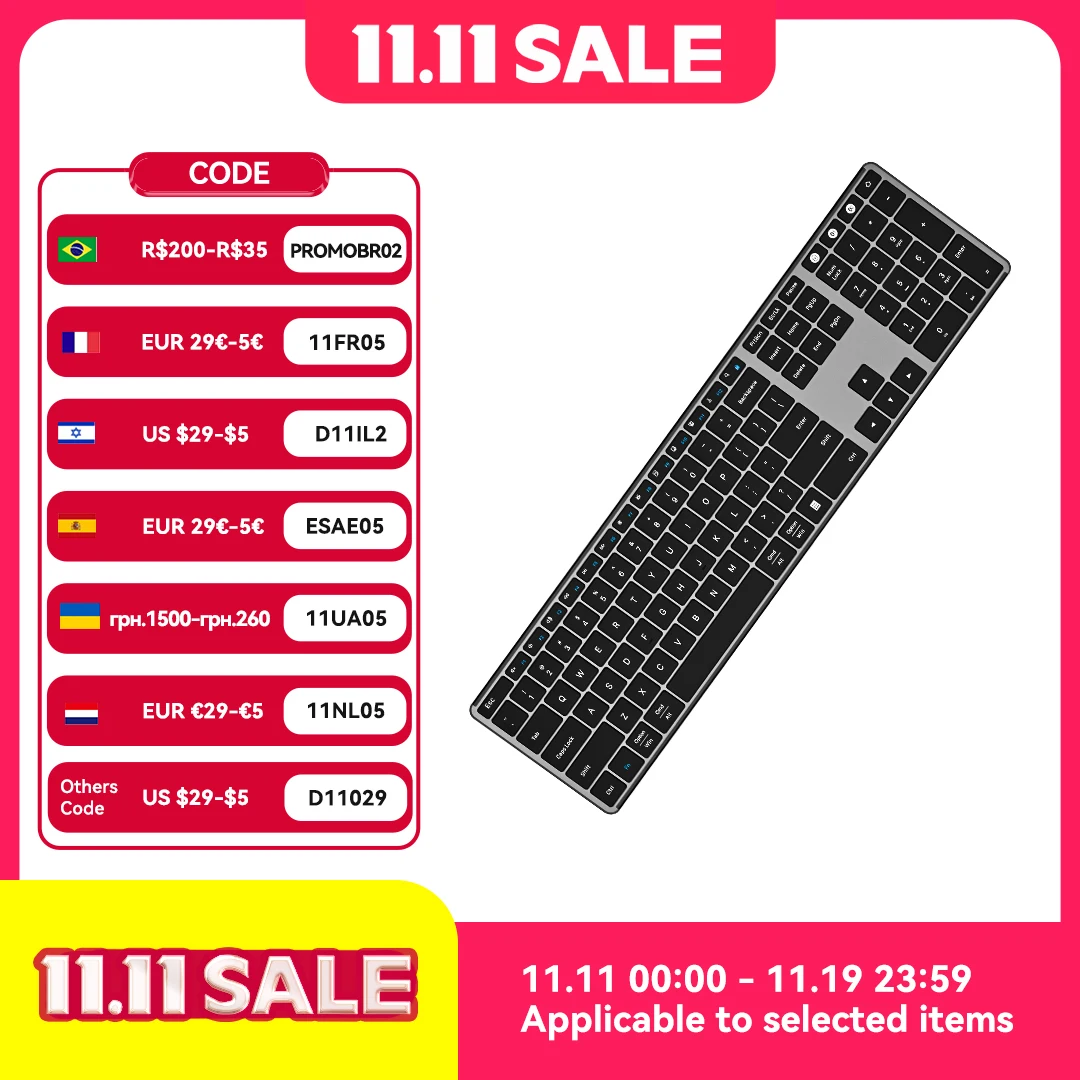 Ausdom sofkeys4 sem fio bluetooth modo duplo 3 zona chave teclado escritório teclado em casa silencioso 110 teclas para computador pc ipad telefone