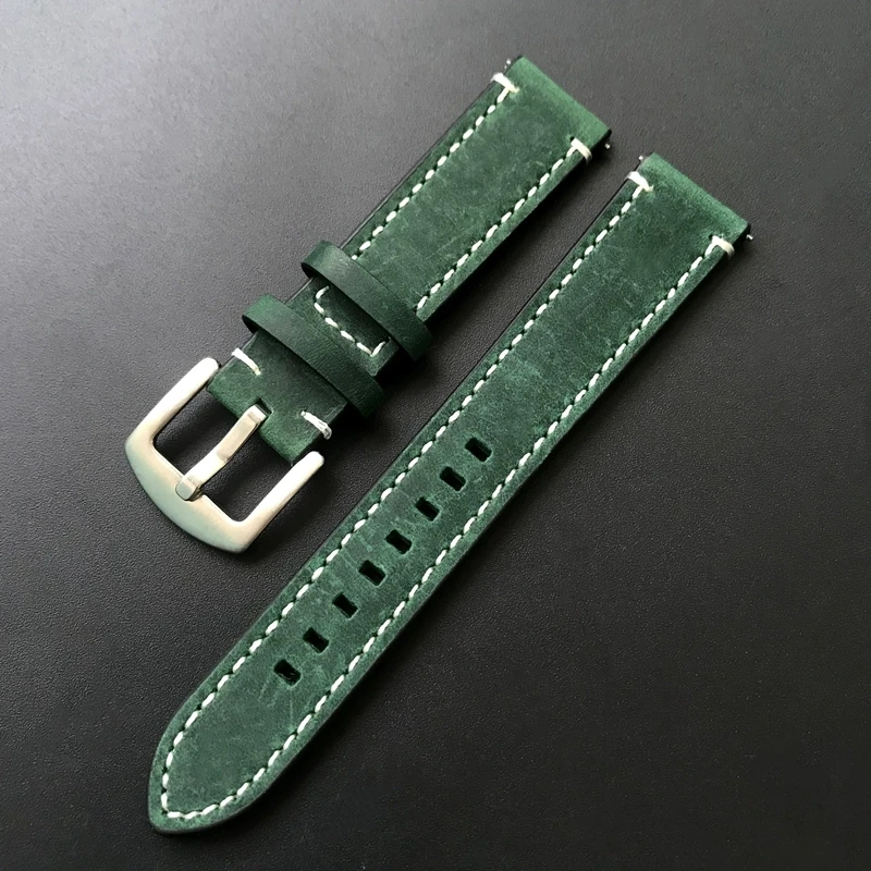Top Grain Genuine Leather Watch Band Strap Quick Release Watch Bands 18mm 20mm 22mm Vintage Watchbands High Quality