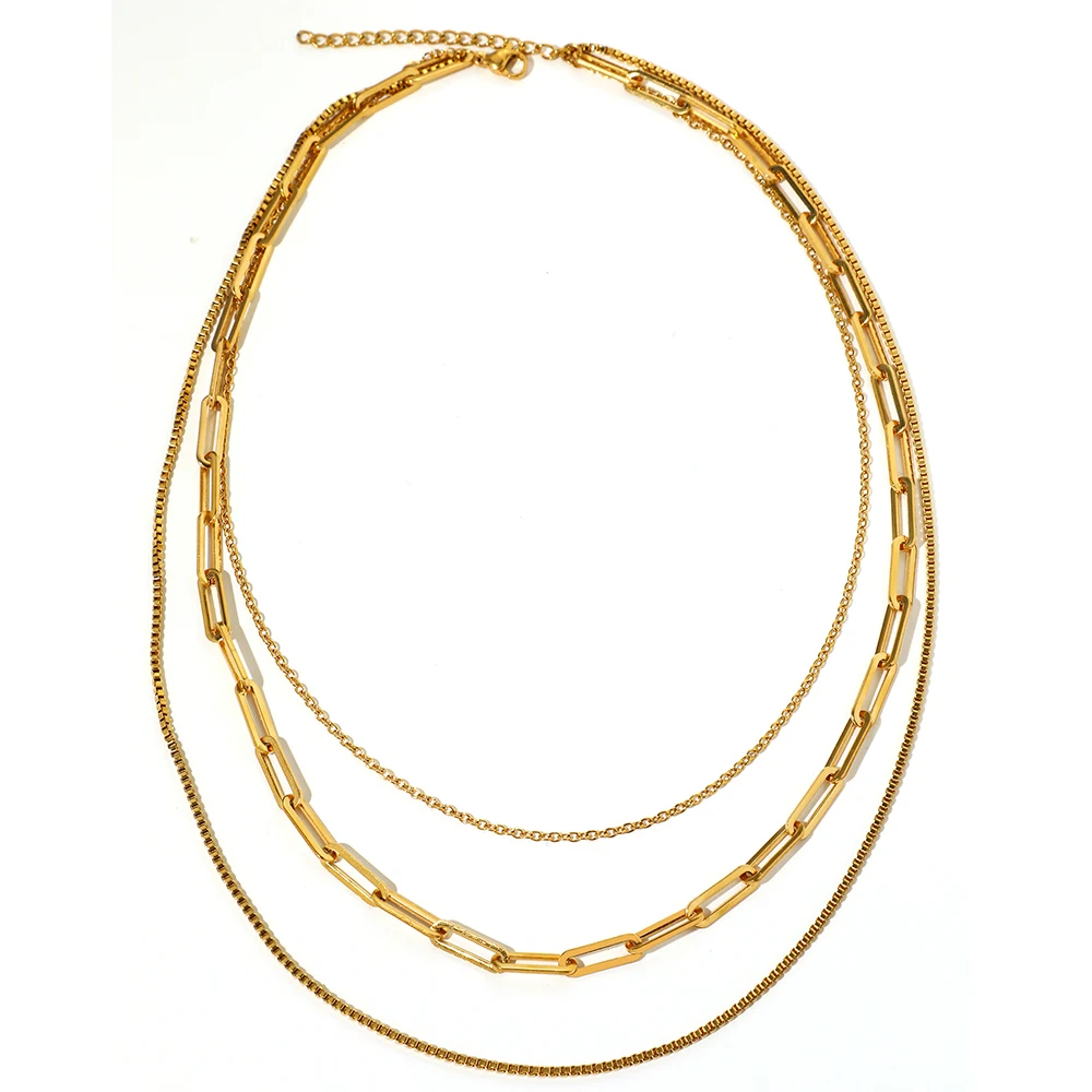 Stainless Steel Necklaces Classic Three-layer Hollow Chain Stylish Simplicity Necklace For Women Jewelry Non-fading High-quality
