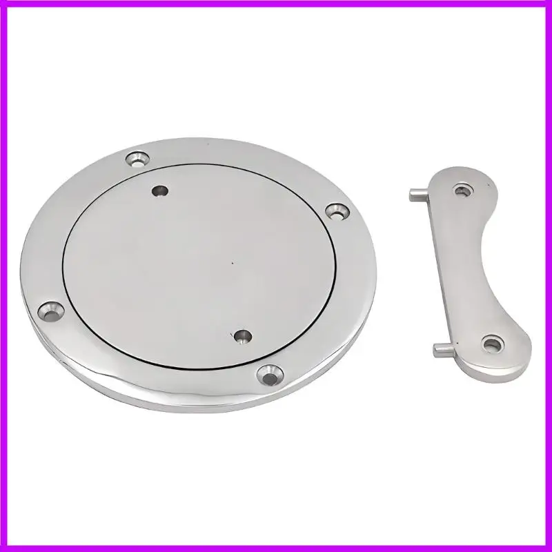 R9CC Marine Inspection Cover 316 Stainless Steel Round Deck Plate with Threaded Access Lid Flush Mount Frame Boat