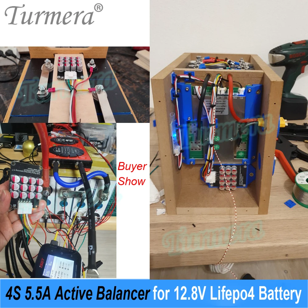 Turmera 4S 12.8V 200A Lifepo4 akumulatora BMS 5.5A aktywnych Balancer korektor dla 3.2V 100Ah 200Ah 280Ah 320Ah Lifepo4 baterii (