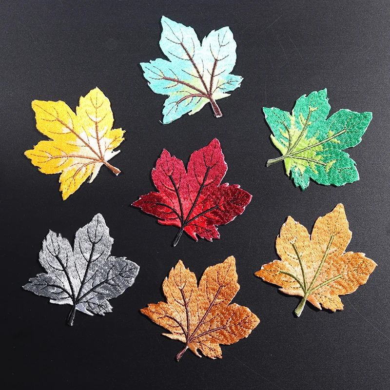 Colourful maple leaf embroidery patches DIY T-shirt coat Jeans Backpack exquisite sewing decorate Applique Stickers accessories