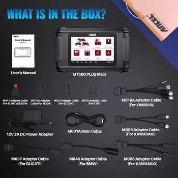 ANCEL MT500, skener motocyklů, kompletní diagnostický nástroj pro systém, 30+ resetovacích funkcí pro BMW, HONDA, YAMAHA, TRIUMPH, DUCATI, KTM, SUZUKI 8 nejlepší prodej triumf skeneru - №1