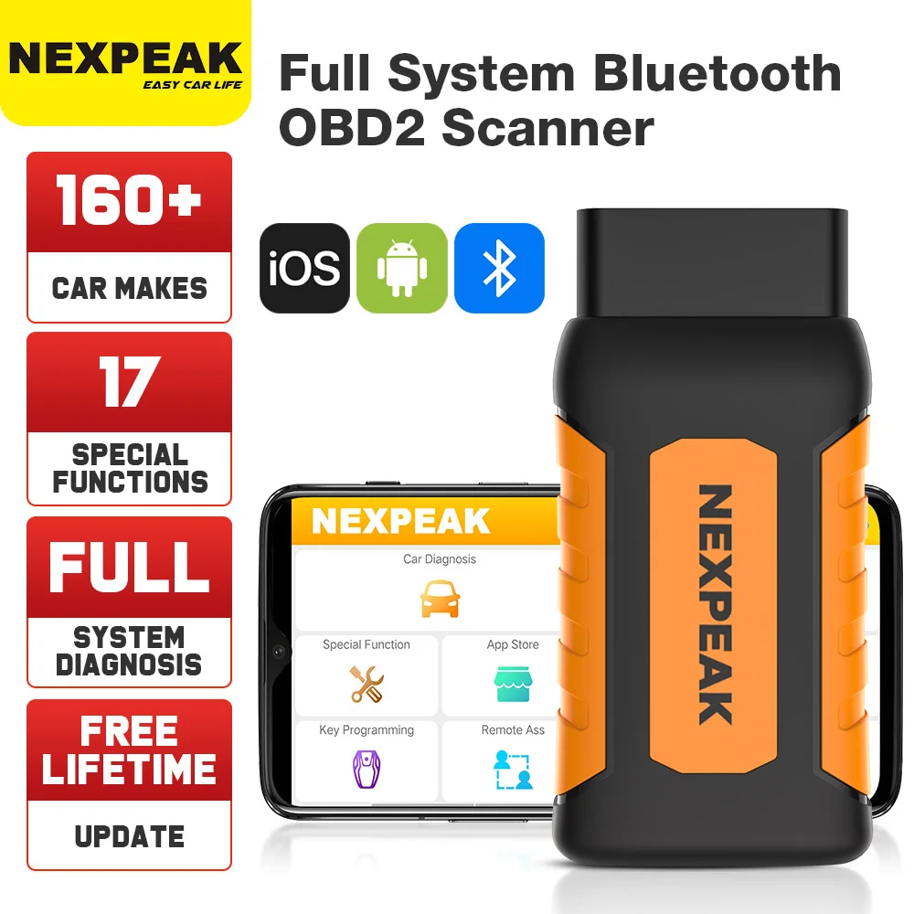 NEXPEAK K1 PLUS Obd2 Bluetooth Professional Automotive Scanner DPF ABS Oil Reset Key Programmer Full System Car Diagnostic Tools