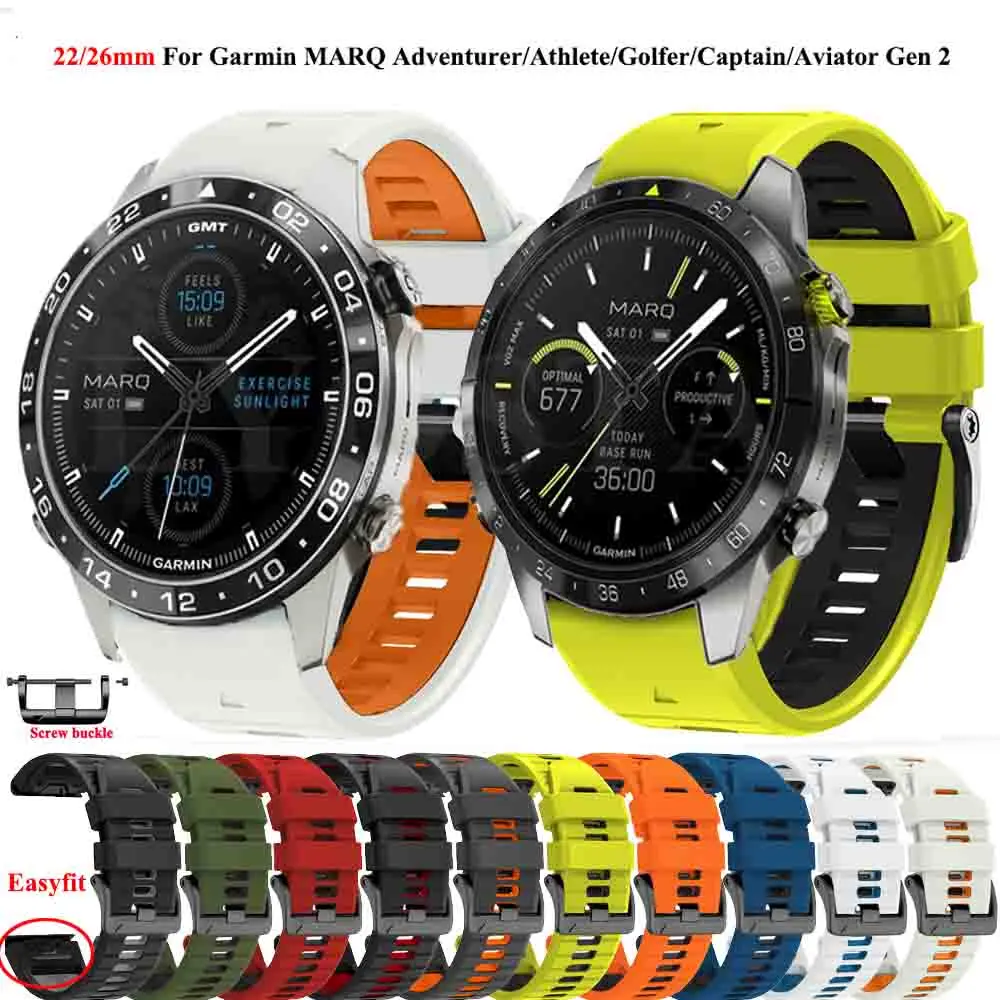 

Quickfit 22 26mm Strap For Garmin MARQ Athlete Adventurer Golfer Captain Aviator Epix Gen 2 Fenix 8 Silicone Watchband Bracelet