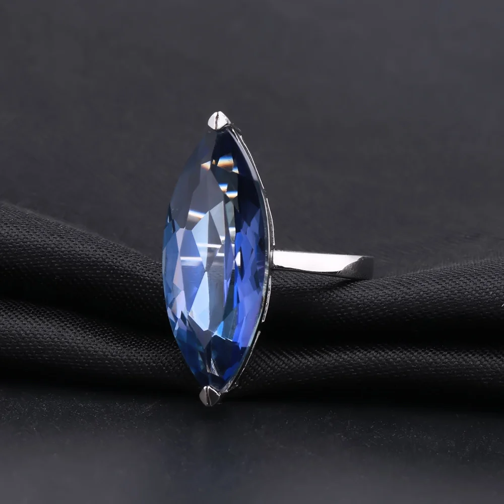 brand genuine Luxury real jewels Horse Eye Violet Blue Crystal Premium Fashion s925 Sterling Silver Inlaid Ring high quality