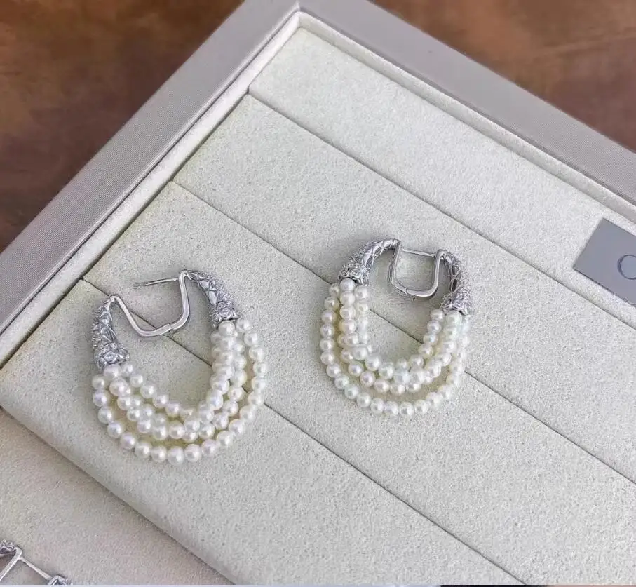 

Потрясающие серьги с жемчугом из натурального белого перламутра Южного моря, 3 мм, новый дизайн, 925s