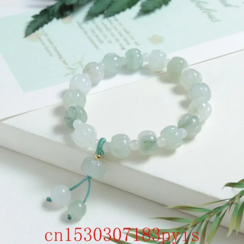 

Natural Tianshan Jade Pumpkin Beads Bracelet Elastic Bangle Jadeite Fashion Fine Jewelry Charm Amulet Gifts for Women Luxury