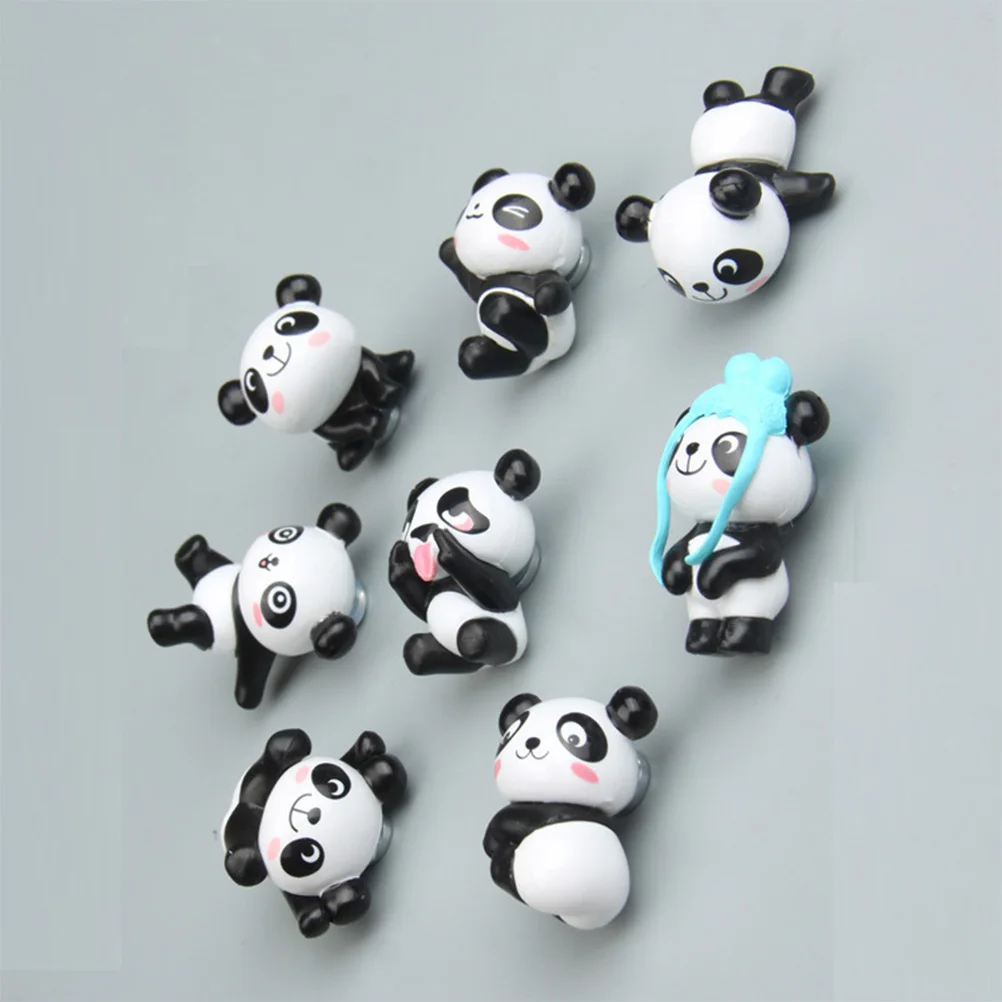 

8 pcs Creative Panda Fridge Sticker Removable Magnetic Resin Waterproof Decorative Wall Door Stickers Funny Kitchen Dinning Hall