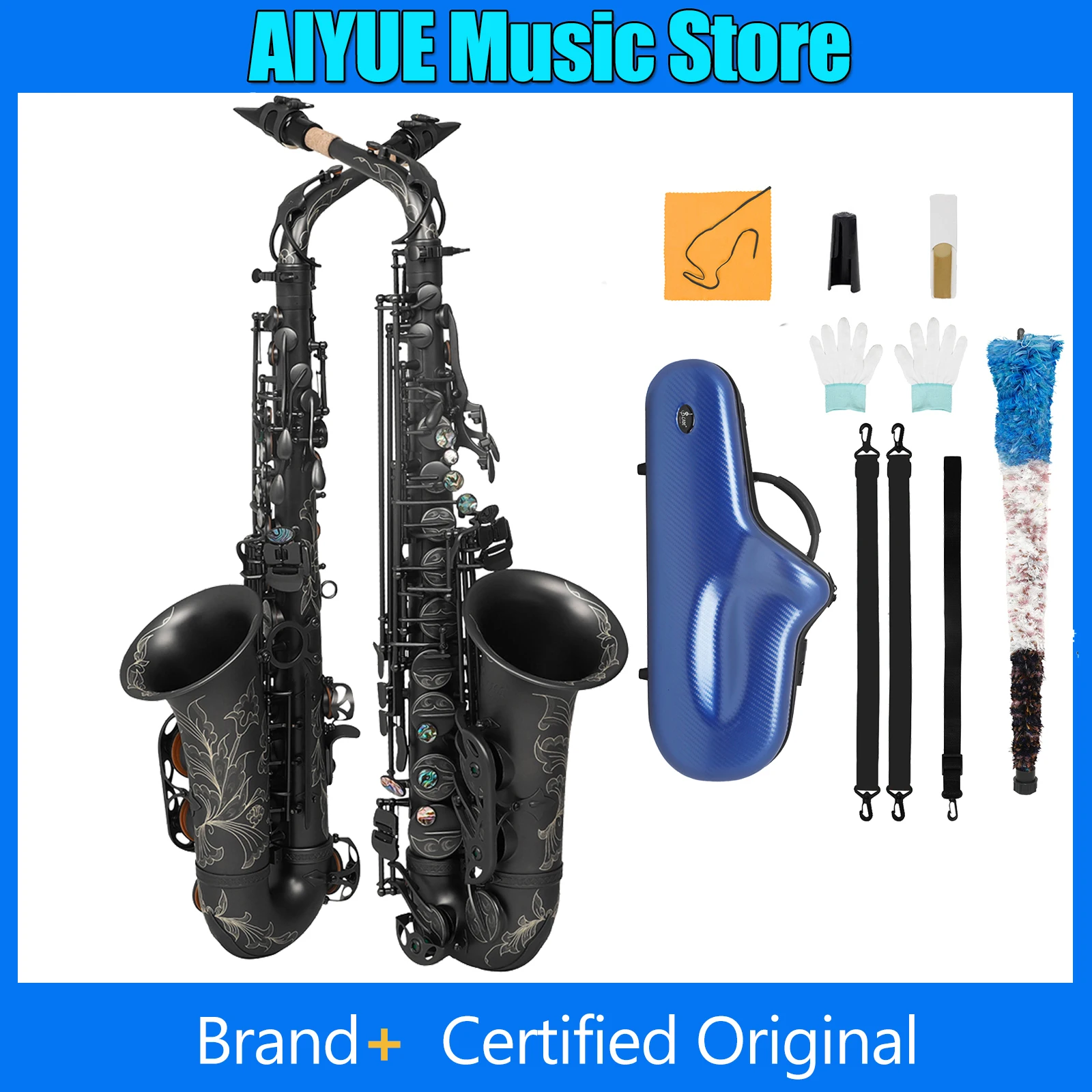 

SLADE Alto Saxophone Eb Brass Matte Plated Black Nickel Premium Saxophone For Professional Woodwind Instruments With Parts