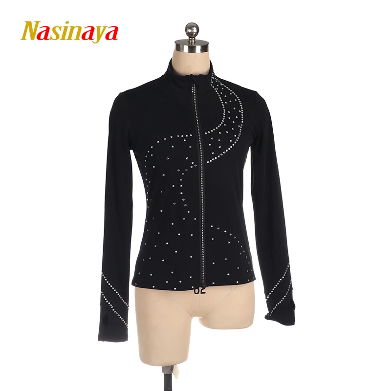 

Куртка для фигурного катания, тренировочные соревнования для девочек, теплая куртка для танцев с бриллиантами, однотонная женская спортивная одежда для гимнастики