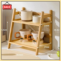 New Bamboo Wall Shelf Multifunctional Coffee Cup Rack - Suitable for Kitchen Vanity Home Spaces Countertop Storage