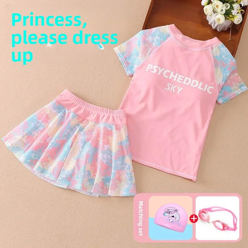 

Children's Two-Piece Swimsuit 2026 New Style Girls Conservative Swimming Costume Summer Cute Baby Sunscreen Quick Dry